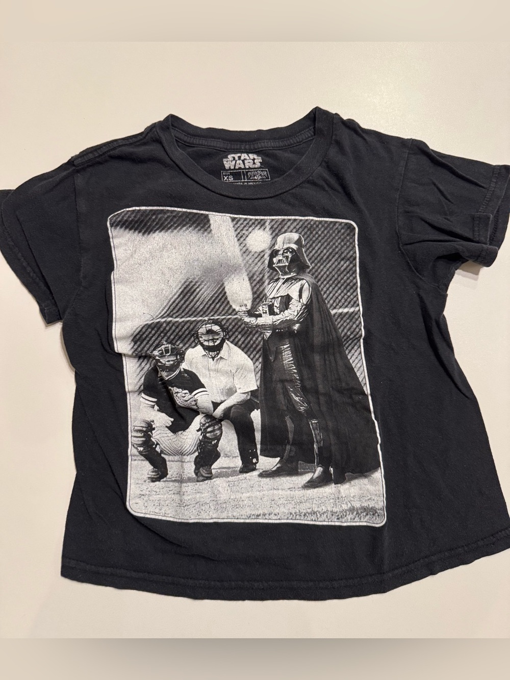 Star Wars Black Kids Tee with Darth Vader Baseball Graphic